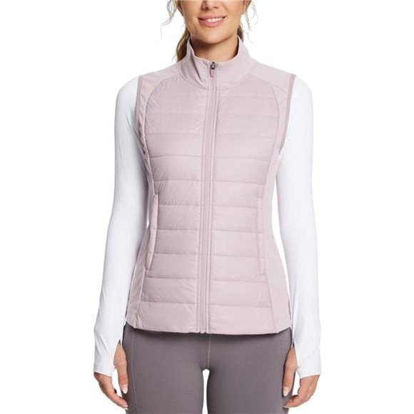 Women's Lightweight Warm Puffer Vest Winter Hybrid Sleeveless Quilted Jacket